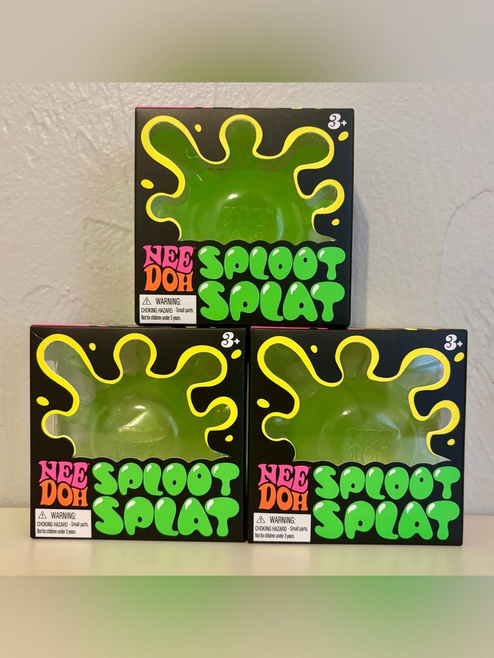 Schylling NeeDoh Sploot Splat Fidget Toy Greeb - 3 Pack